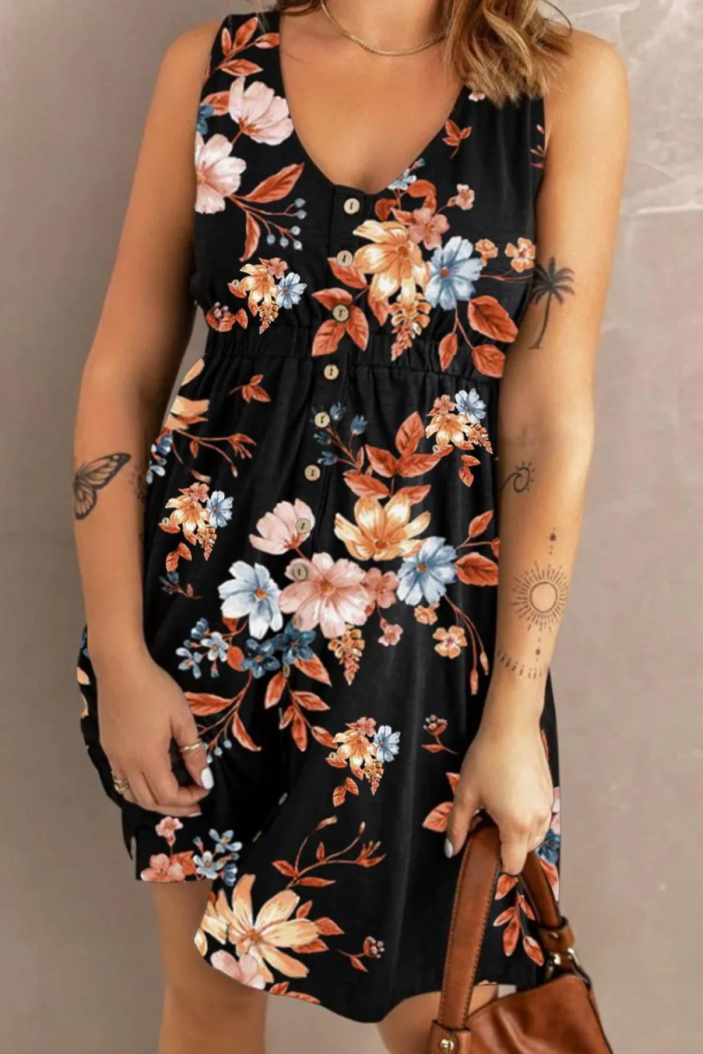 Printed Scoop Neck Sleeveless Dress