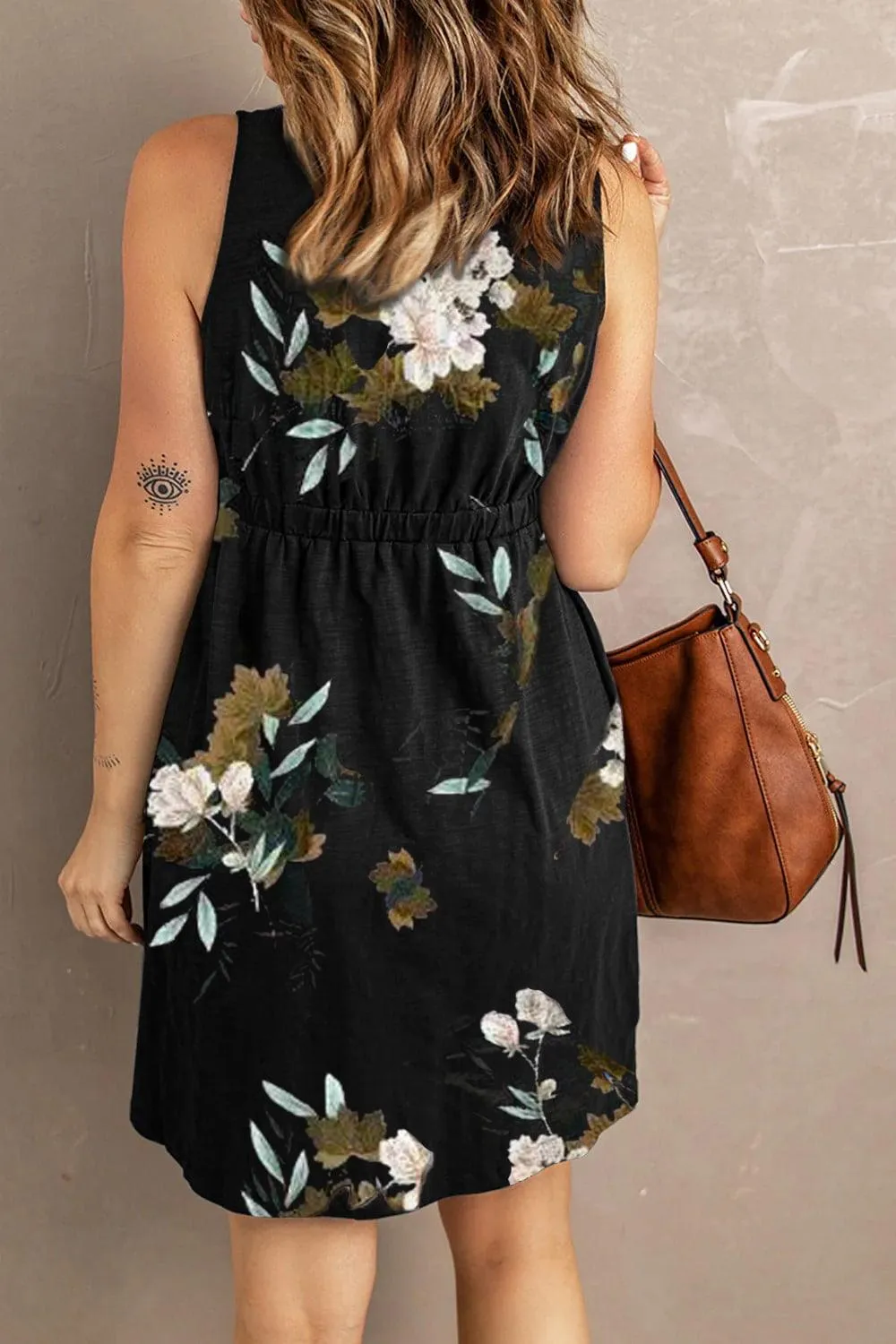 Printed Scoop Neck Sleeveless Dress