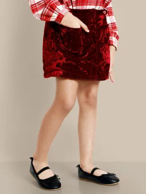 Remi Stylish Wine Velvet Girls Skirt