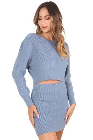 Ribbed knit crop top and skirt set