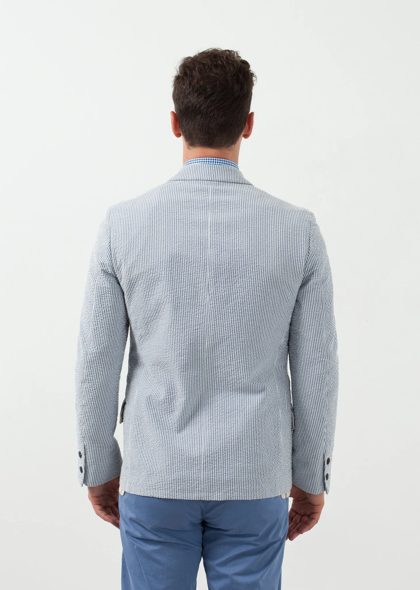 Seersucker Five Button Blazer