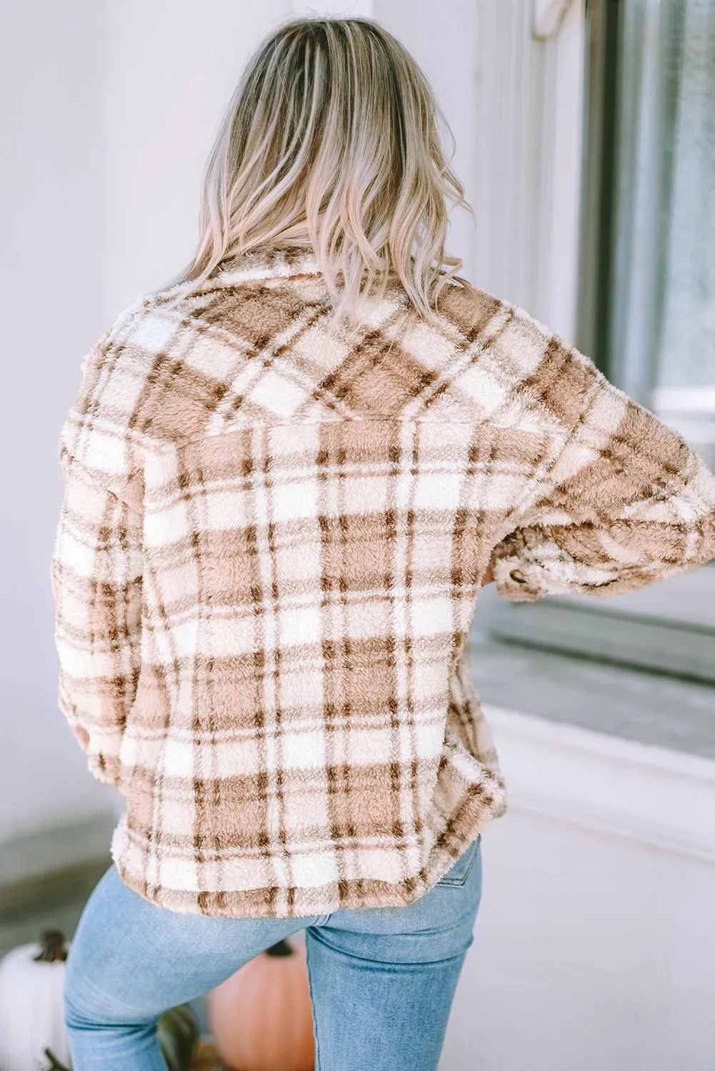 Sherpa Plaid Button Jacket