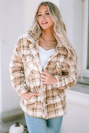 Sherpa Plaid Button Jacket