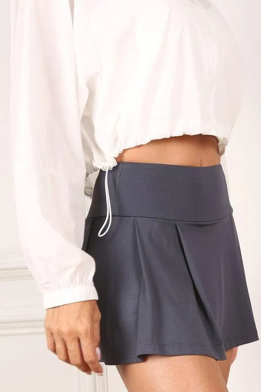 Stylish Light Fabric Tennis Skirt White Or Charcoal