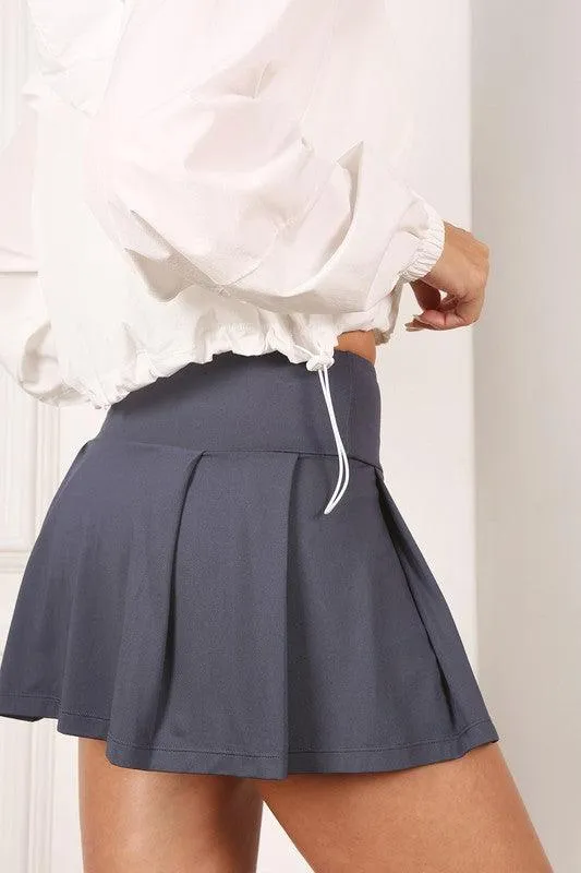 Stylish Light Fabric Tennis Skirt White Or Charcoal