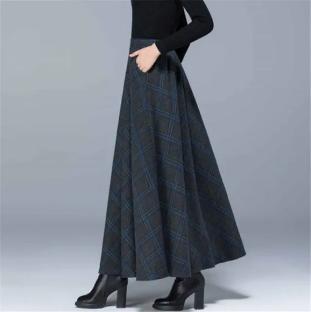 Stylish Maxi Check Winter Skirt