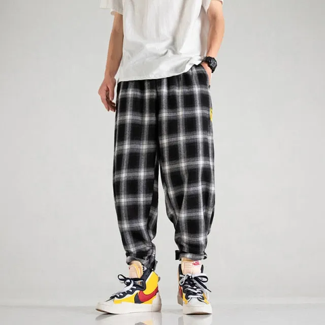 Trendy Plaid Streetwear Pants Men's New Comfortable Pant Summer Loose Comfortable Casual All-match Korean Joggers Trousers