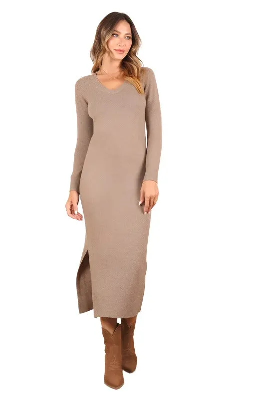 V Neck sweater Maxi Dress