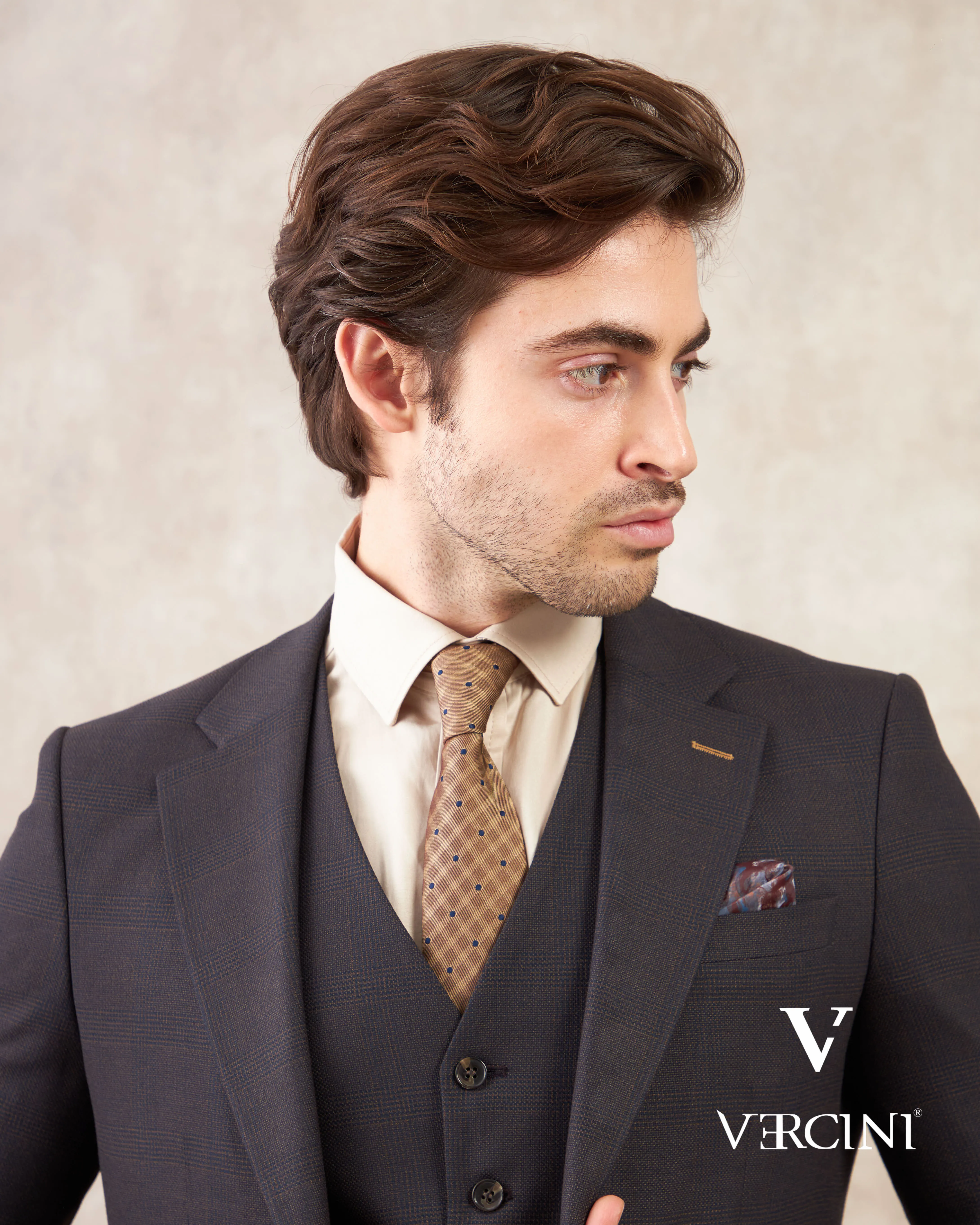 Vercini Milano Elegance Three-Piece Men's Suit