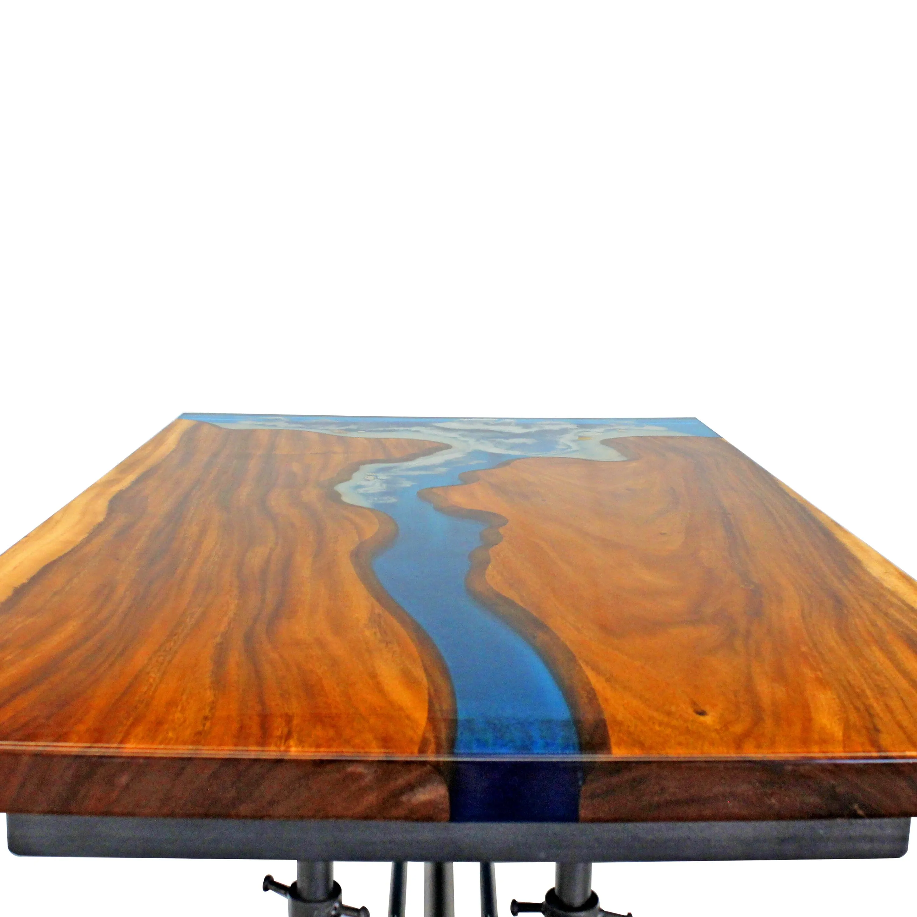 Walnut Burl Dining Tabletop - Blue Ocean River Epoxy - 60 x 36 x 2"