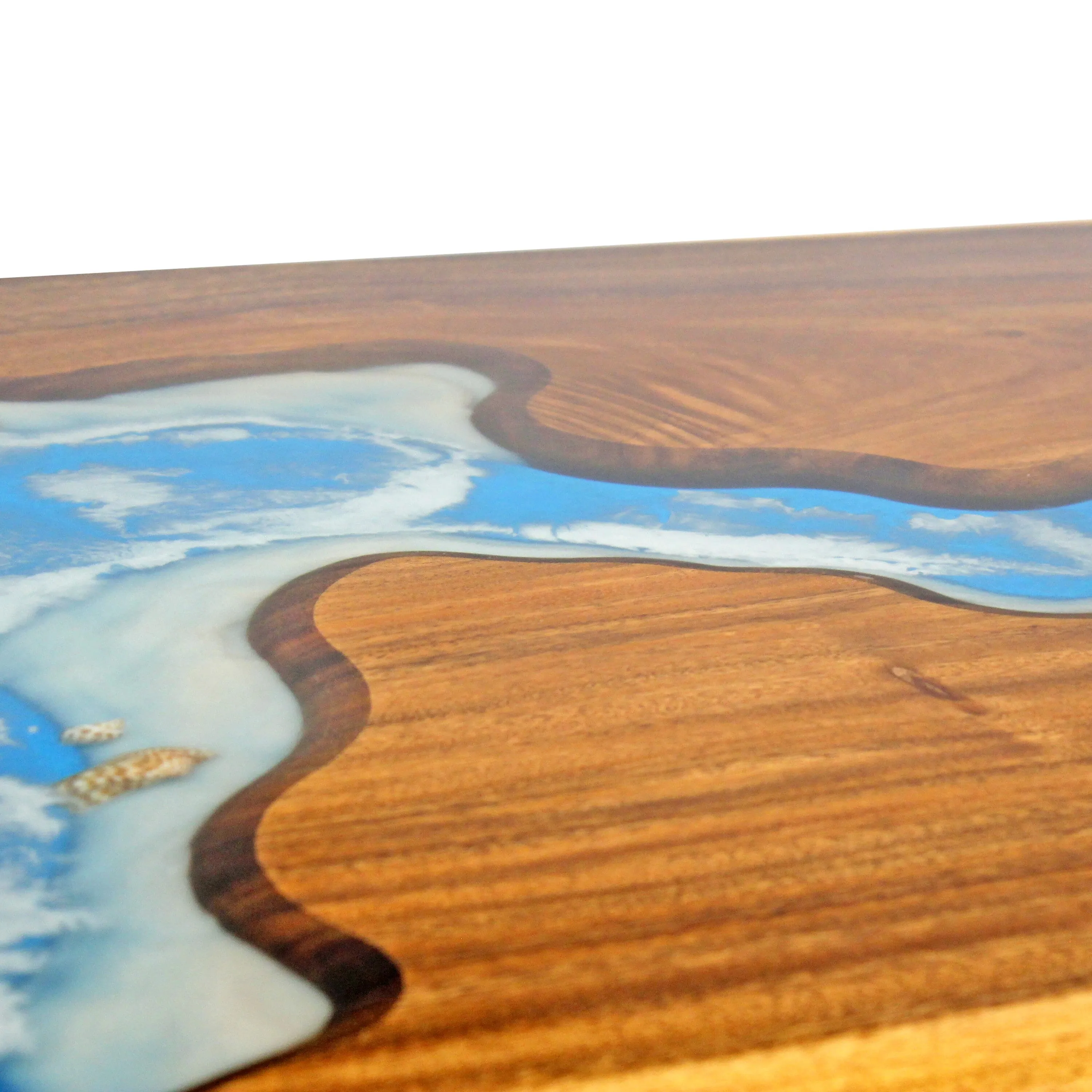 Walnut Burl Dining Tabletop - Blue Ocean River Epoxy - 60 x 36 x 2"