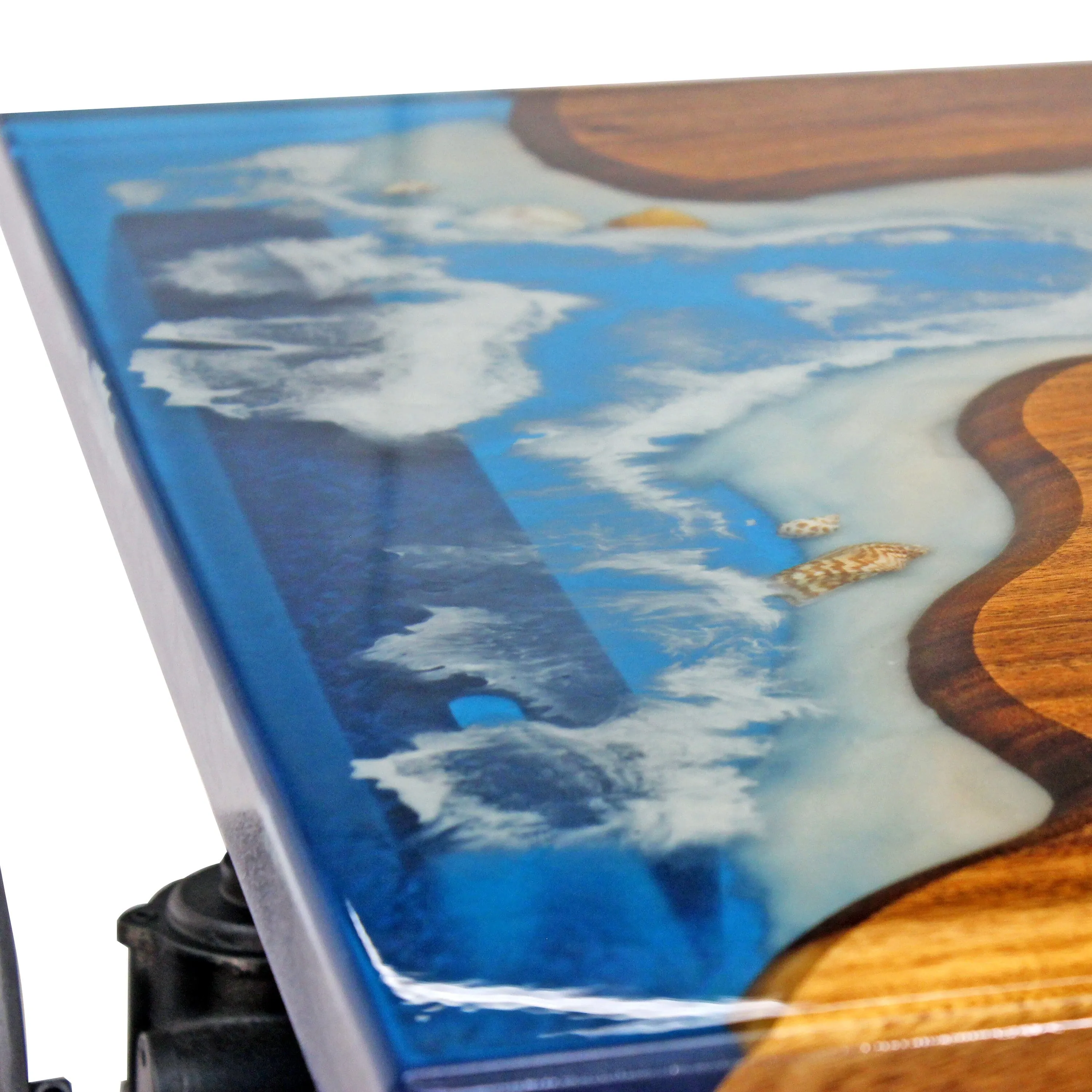 Walnut Burl Dining Tabletop - Blue Ocean River Epoxy - 60 x 36 x 2"