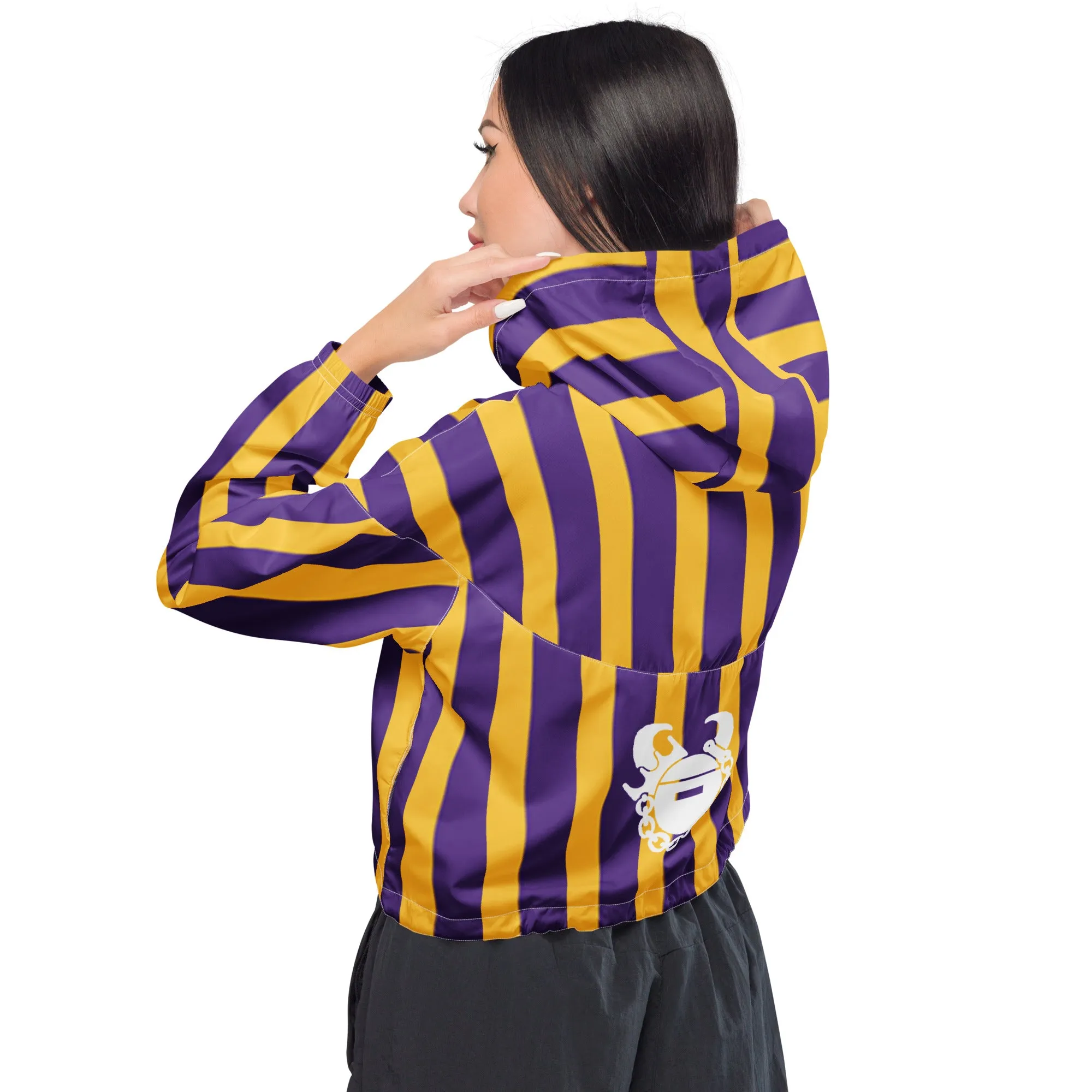 Women’s Cropped Windbreaker - Stripes - Game Day Helmet